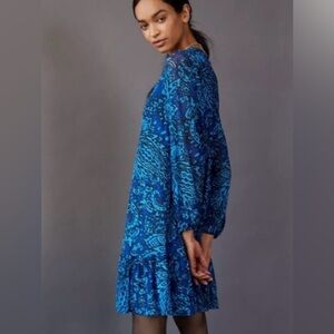 Eva Franco Anthropologie LAST CHANCE Ocean Blue Print Alfansa Dress NWT S